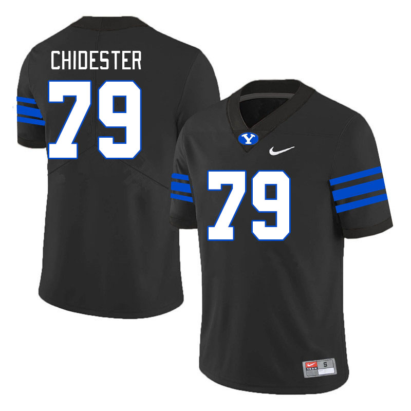 Men #79 Kaden Chidester BYU Cougars College Football Jerseys Stitched-Black